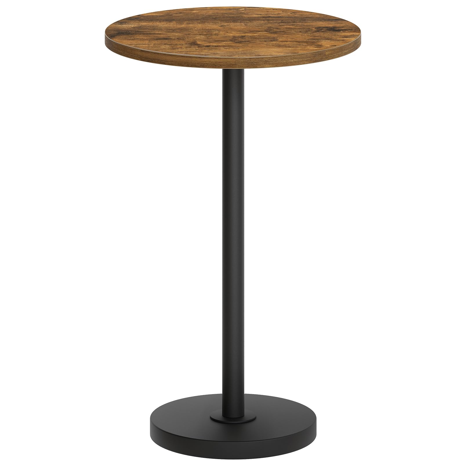 YATINEY Round Side End Table for Small Spaces, Pedestal Style Martini Drink Side Table in Living Room, Bedroom, Dormitory, Rustic Brown and Black
