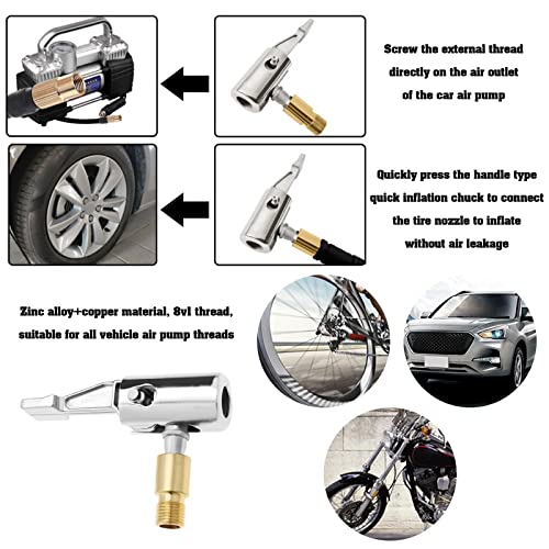 Image of 8v1 Thread Air Inflator Hose Adapter Replacement Tire Air Chucks Car Air Pump Thread Nozzle Adapter Car Pump Accessories for Motorcycles Car Non-Deflate