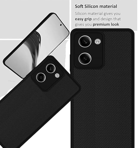 Image of Silicone Back Cover Case Compatible For Poco M7 Pro 5G (Textured Grip Design | Camera Protetion | Slim and Light Weight | Soft Touch and Feel | Black)