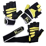 NORMAN Gewichteheben Fitnessstudio Gepolstert Trainingseinheit Fitness L Handschuhe Gelb - Schwarz/Gelb, M