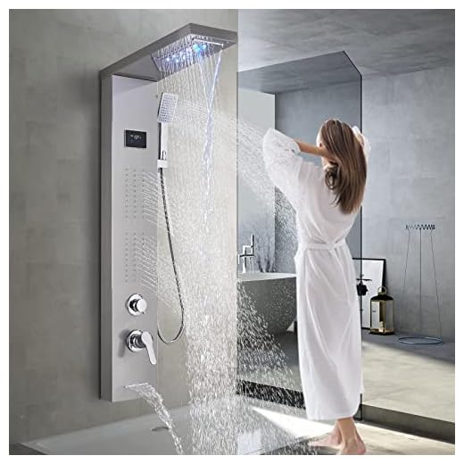 Saeuwtowy Columna Ducha Hidromasaje 5 Funciones Led Duchas De BañO Columna Acero Inoxidable Columna Ducha Grohe Níquel Cepillado