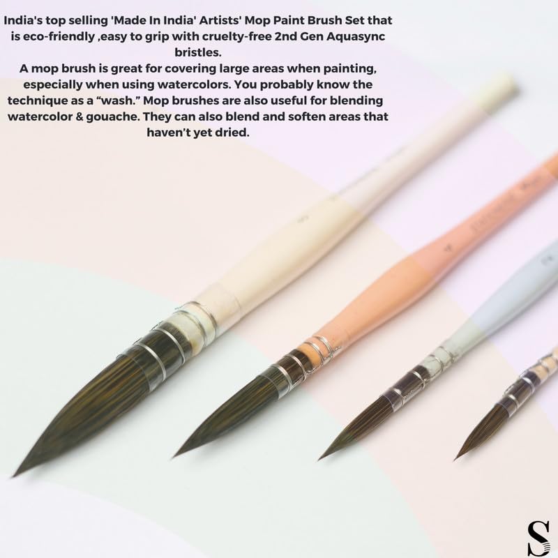 Image of Stationerie Paint Brush Set Handmade Soft Aqua Synthetic Hair with Stainless Wire Ideal for Art Paint, Watercolor, Quill, Oil Acrylics, Artists Brush Set (Candy MOP)