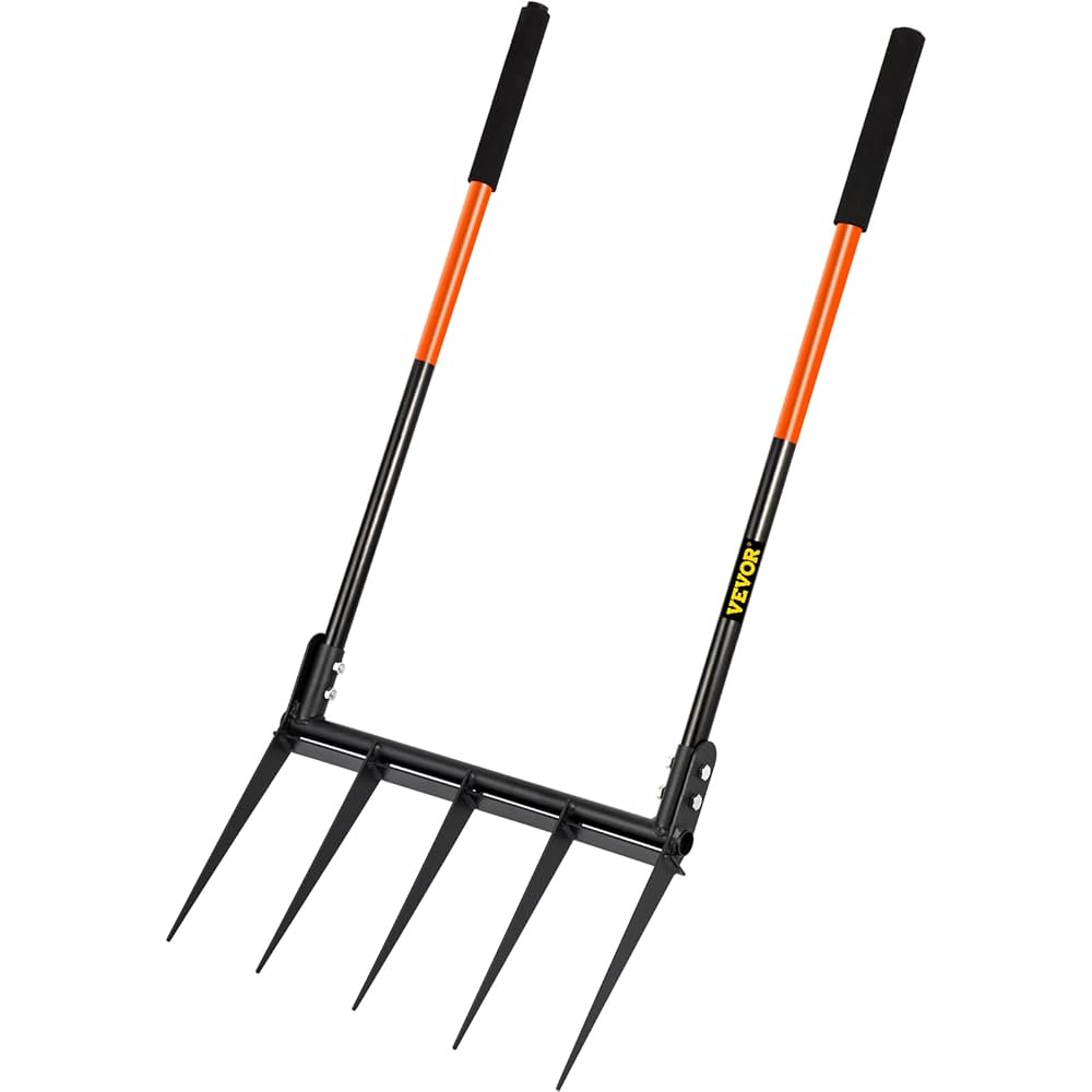 Amazon | VEVOR ブロードフォークツール 5本の歯 ハンド耕うん機
