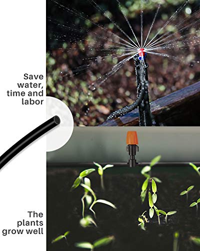 Drip Irrigation Tubing, 100 Feet 1/4 Inch Drip Line Irrigation Hose With 20 Pcs Drip Irrigation Parts, Drip Irrigation Kit By Mohern #TOP4