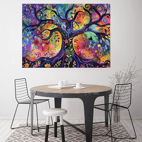 Tableau décoration murale salon avec impression arbre abstrait moderne sur toile