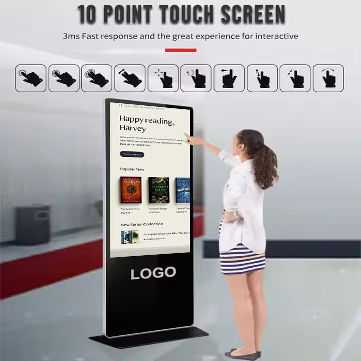 Image of 32 Inch Indoor Digital Signage Touchscreen Kiosk Floor Standing Advertising Display LCD Totem Interactive Display Poster Android System with Auto Media Player