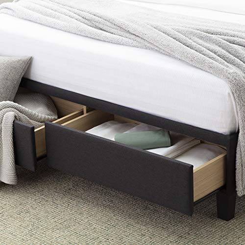 Edenbrook Windsor Upholstered Bed with Built-in Drawers-Diamond Tufted Headboard-Fabric Finish-Easy Setup Platform, Queen, Slate