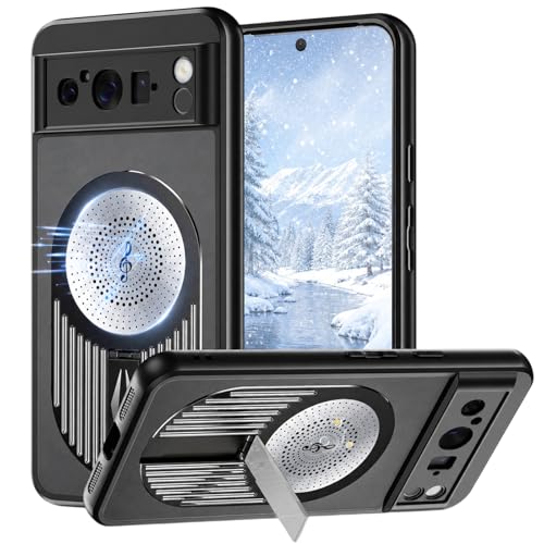 Coque de refroidissement Google Pixel 9 Pro XL noire avec support magnétique en silicone