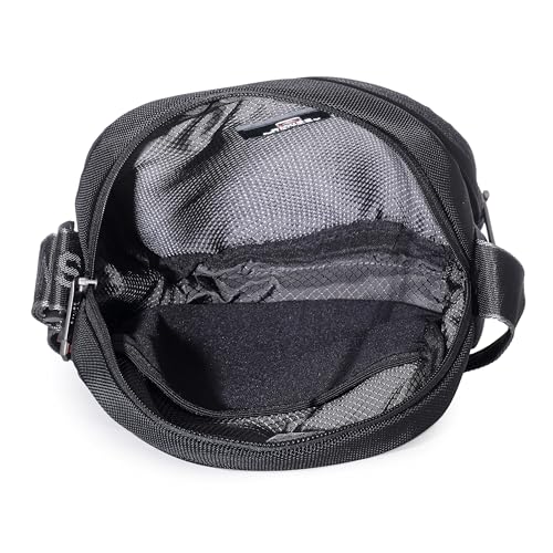 Image of SWISS MILITARY Black Gold Collection Trail Stylish Travel Sling Bag with Multiple Compartments & Compact Crossbody, 4L Capacity, 1680D Polyester, Adjustable Shoulder Strap with Keychain Holder (4L)