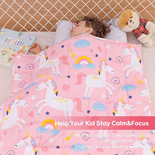 Sivio Weighted Blanket, Cotton Heavy Blanket, Breathable and Soft Weighted Throw, Pink Unicorn, 3lbs, 36 x 48 inches