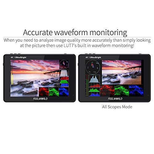 Feelworld LUT7 7 inch 2200nit Ultra Bright 3D Lut Touch Screen DSLR Camera Field Monitor 1920x1200 IPS 4K HDMI DC Output… - Afbeelding 6