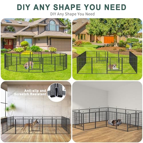 Image of Musen Dog Playpen Indoor Outdoor, 16 Panels Dog Pen 32 inch Height Dog Fence Exercise with Doors for Large /Medium /Small Dogs, Portable Pet Playpen for Yard RV Camping, Hammer Paint Finish (Patent Pending)