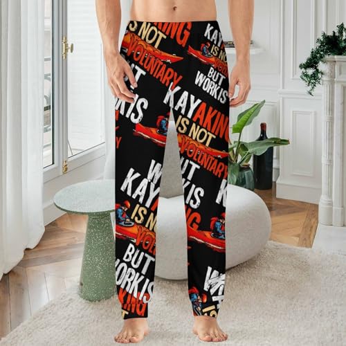 Kayaking Is Not Voluntary But Work Is Men's Pajama Bottoms Sleep Lounge Soft Comfy Pants Sleepwear2