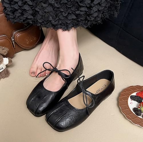 Niction PU Leather Flats for Women Trendy Bow Pointed Toe Flat Shoes Fall Mary Jane Ballet Flats Shoes Casual Cute Comfortable Dressy Work Flat 20252