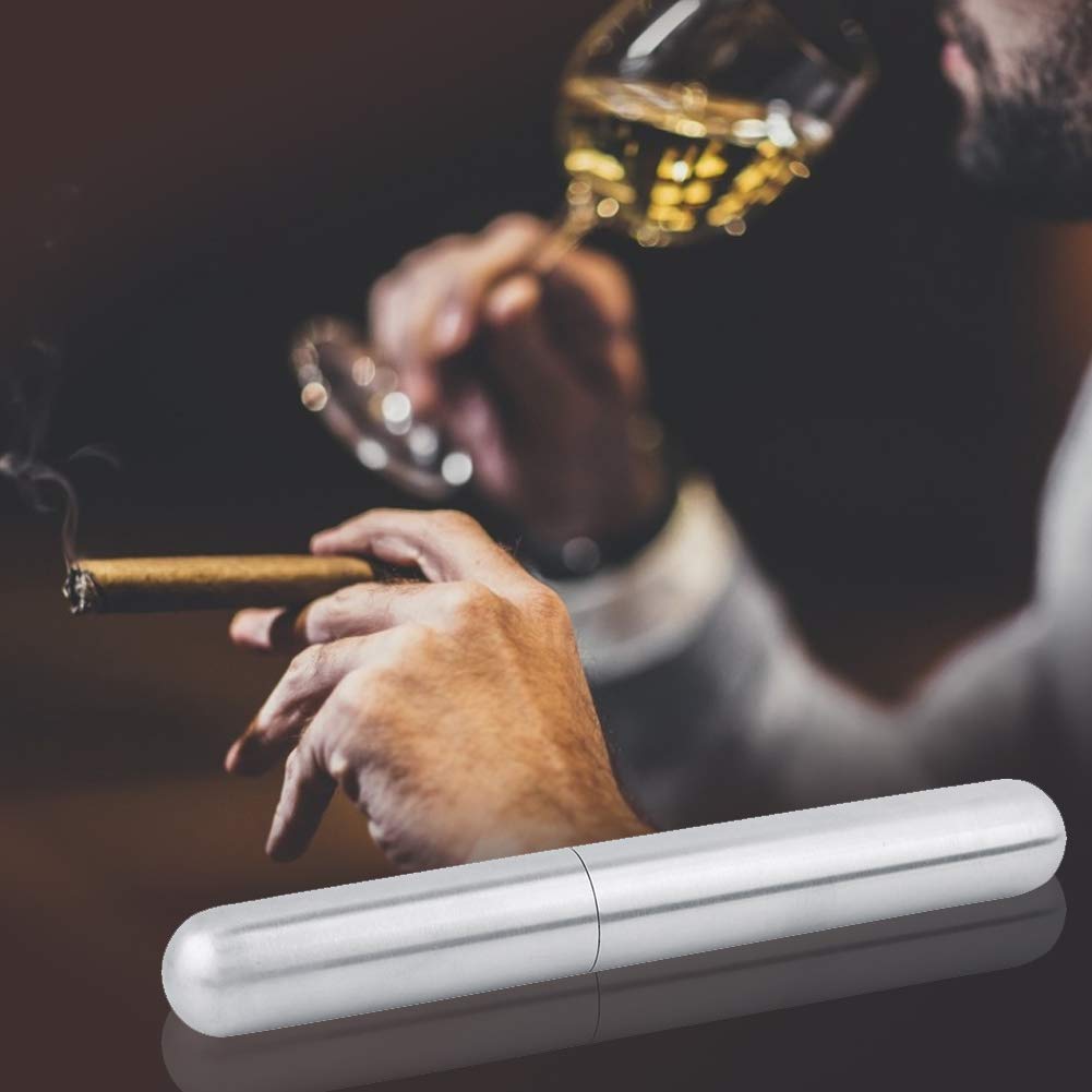 Humidor Zagęszczony uchwyt na cygaro ze stali nierdzewnej Humidor Męski futerał na papierosy z pojedynczą rurką podróżny futerał