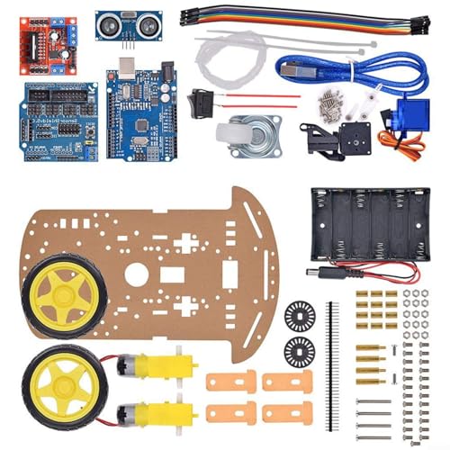 Kit de châssis de voiture robot intelligent avec évitement d'obstacles, suivi et mesure de la vitesse pour Arduino STEM, conception à deux roues motrices,...