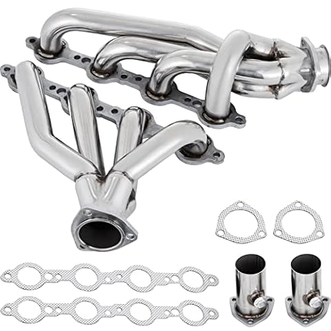 ZBPRESS Exhaust Header,Stainless Steel LS Swap Headers, LS Headers Compatible with 1982-04 Chevy S10 GMC Sonoma Blazer LS1 LS2 LS6 LS7 Engine Cover