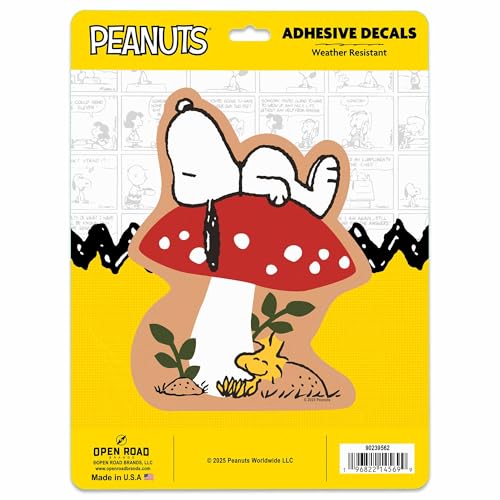 Image of Peanuts Snoopy Mushroom Adhesive Vinyl Decal - Cute Snoopy Sticker for Car, Water Bottle or Laptop