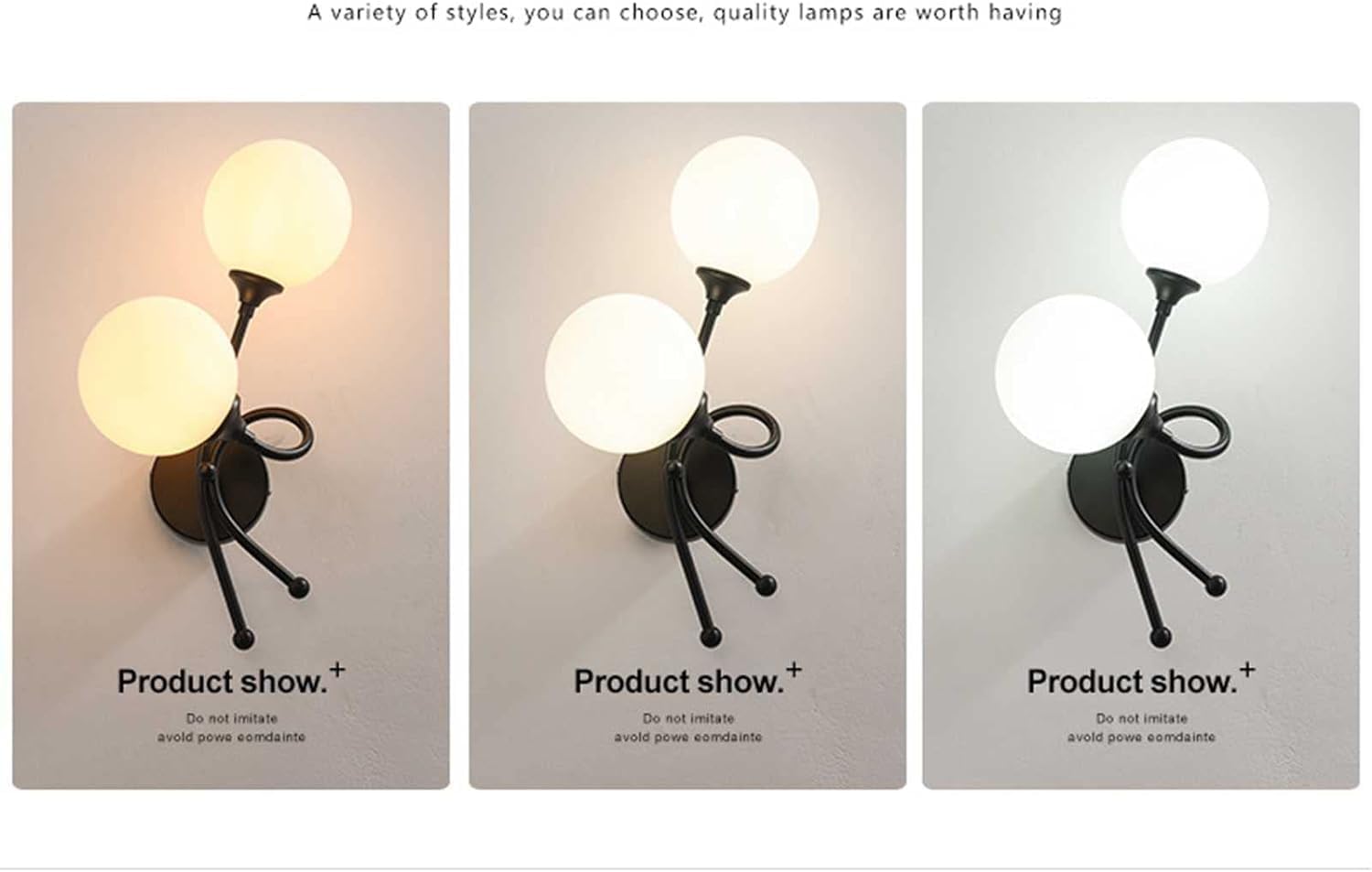 Wall lamp, Led ウォールランプトリコロール調光ゴールド壁取り付け用燭台工業用マットグローブガラスウォールライトリビング