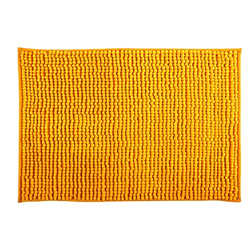 MSV Badteppich Badvorleger Duschvorleger Chenille Hochflor Badematte 40x60 cm – Safran