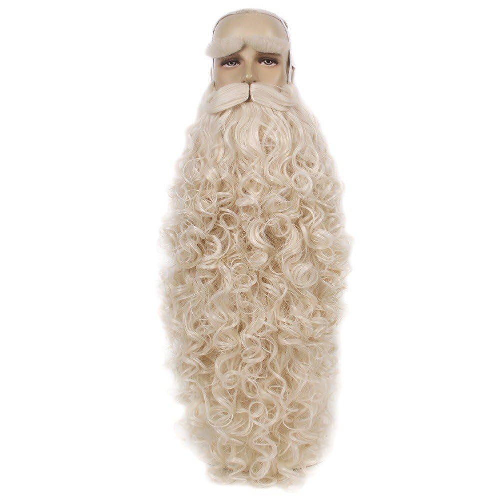 Sanfly Ensemble De Déguisement De Père Noël Amusant avec Barbe, Perruque Sourcils Longs Bouclés, Idéal pour Halloween Noël.