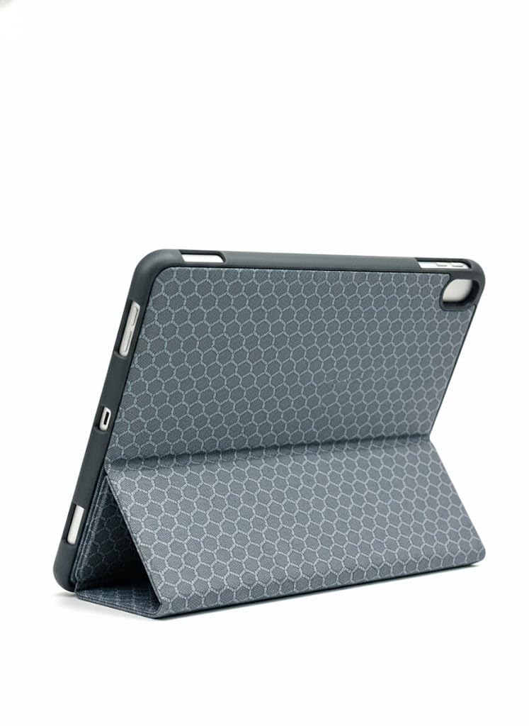 Honeycomb Pattern Case for ipad Pro and Air, Slim Tri-Fold Stand Cover, Lightweight Smart Folio with Hard Back Shell, Auto Sleep/Wake (Charcoal Grey) (iPad Air 3rd Generation)