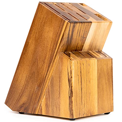 15 Slot Kitchen Knife Holder- Acacia Wood Universal Knife Block - Wooden Knife Holder for Kitchen Counter - Knife Block Universal by Coninx