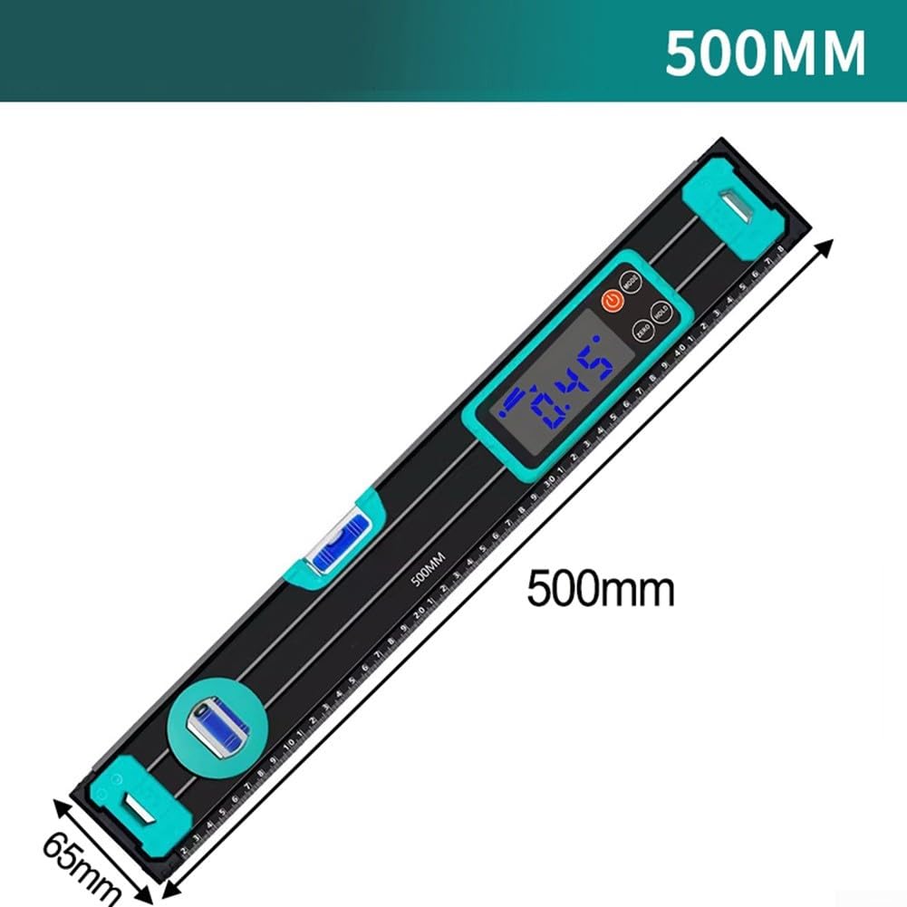 Inclinómetro digital de 200 mm con pantalla LCD, magnético, IP54, resistente al agua, para carpintería, construcción, bricolaje (500 mm)