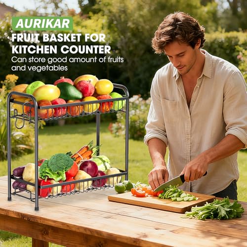 50% Off AURIKAR 2-Tier Fruit Basket with Banana Hanger - Image 3