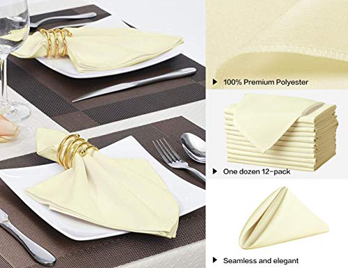 Surmente 17-Inch Polyester Cloth Napkins Linen Dinner Napkins - Set Of 12 For Weddings, Banquets, Or Restaurants (1-Dozen) (Yellow) #TOP1