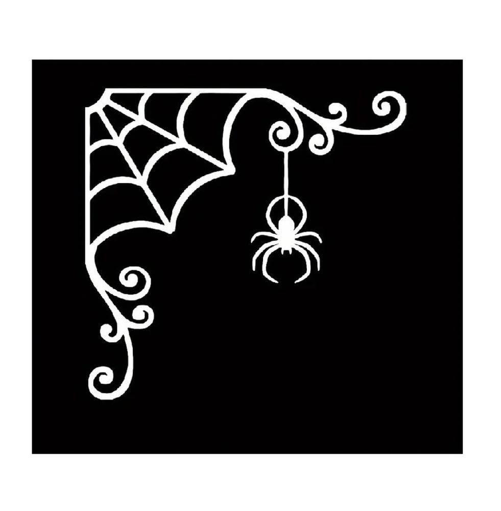 Auto Accessory Spider Web Corner Vinyl Decal Halloween Decor Sticker for Cars Trucks Laptops(White)