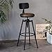 RZiioo Sgabello per mobili Sgabello da Bar in Legno Vintage retrò Vintage Industriale, Sgabello per Trattore con Schienale, Sgabello Girevole da Cucina, Sgabello da Bar Regolabile in Altezza,Nero