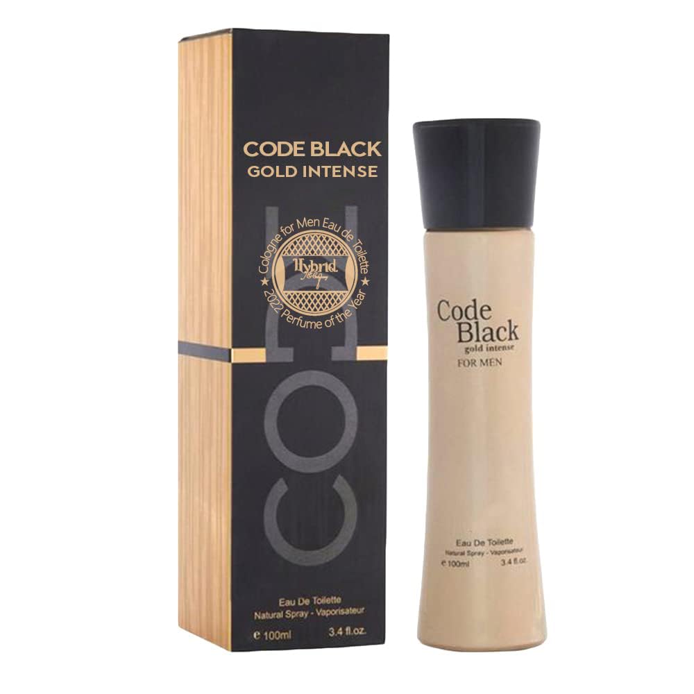 Hybrid CompanyBlack Code Intense Gold Cologne for Men Eau De Toilette  Natural Spray Masculine Scent, Fl Oz