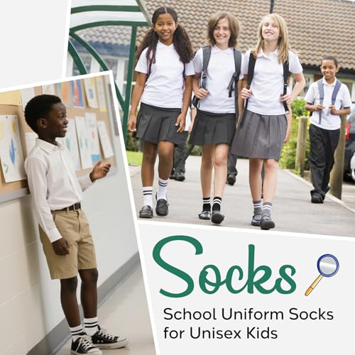 Zando Girls Striped Athletic Socks Kids Soccer Crew Socks School Uniform Cotton Ankle Socks for Toddler3