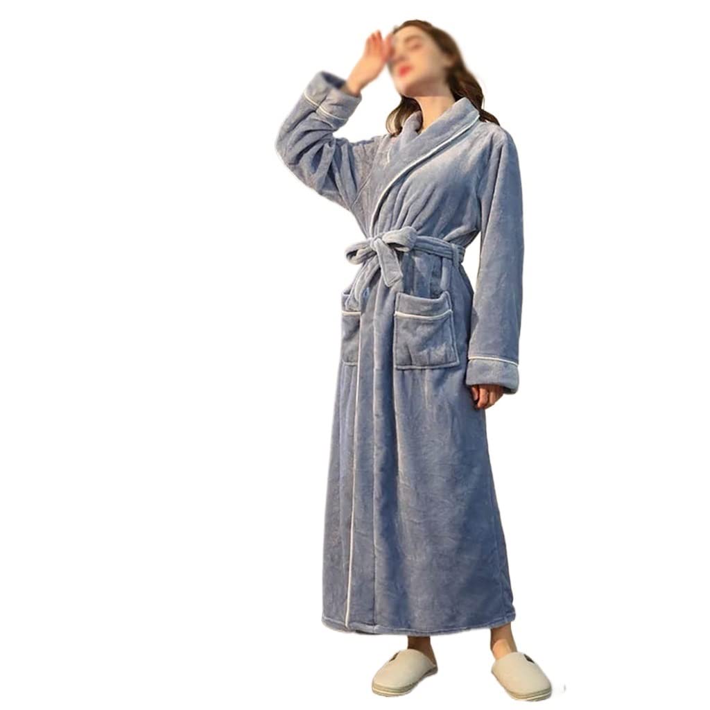 Hombres Invierno Súper Largo Grueso Cálido Franela Albornoz Tobillo Longitud Coral Fleece Albornoces Mujeres Suave Hombres Invierno Súper Largo Grueso(XL Code)