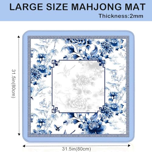 Tapete para Mahjong 80x80 cm Antideslizante Azul miniatura 2