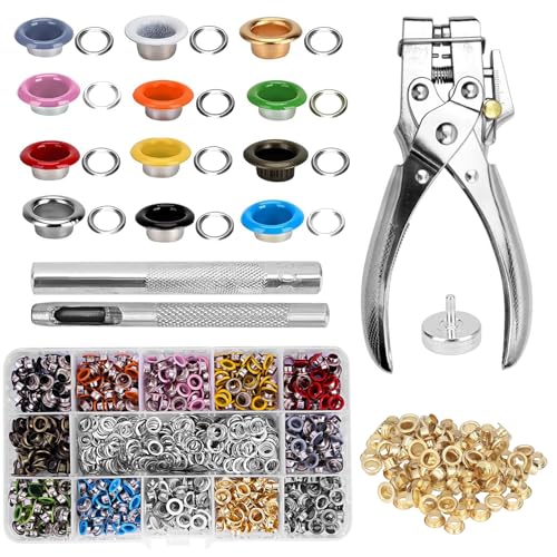 BOUFEIDA Ösenzange, Ösenzange für Planen, Innen-Ø 5mm 720 Ösen Ösenzange Werkzeugset für DIY Basteln Kleidung, Leder, Stoff, Gürtel, Kleidung