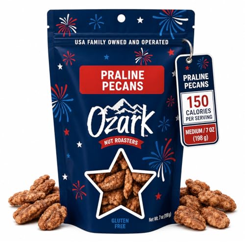 Image of OZARK NUT ROASTERS, Praline Pecans, Sweet & Creamy French-Inspired Gourmet Snacks, World-Class Gourmet Candied Nuts, Summer Gift Pack (7.0 oz)