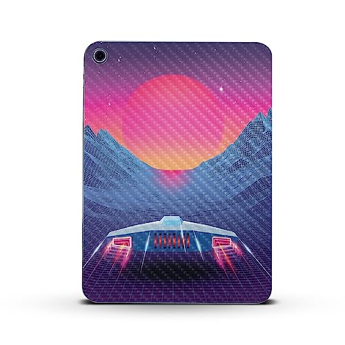 Image of MightySkins Carbon Fiber Skin Compatible with Apple iPad 10.9 inch 10th Gen (2022) Full Wrap Kit - Synthwave Drive | Protective, Durable Textured Carbon Fiber Finish | Easy to Apply | Made in The USA