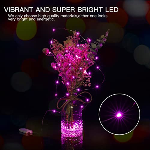 Brightown Valentine's Day 12 Pack Pink Led Fairy Lights Battery Operated String Lights Waterproof Silver Wire 7 Feet 20 Led Firefly Starry Moon Lights for DIY Wedding Party Bedroom