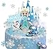 SHAMO Princesse Cake Toppers Set Frozen Cake Toppers Filles Décorations D'anniversaire Enfants Fête D'anniversaire Exquis Paillettes Décorations De Gâteau,Décoration de Gâteau de Flocon de Neige