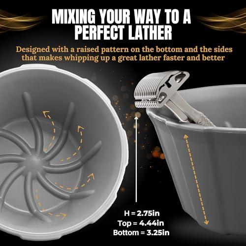 Timeless Razor Gray Shaving Bowl W/Ridges - Mixes Mens Shaving Cream & Shaving Soap thumb #3