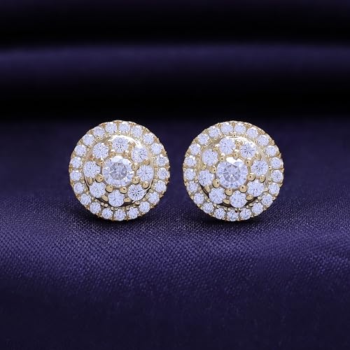 SAVEARTH DIAMONDS Moissanite & Lab Grown Diamond Earrings, 925 Sterling Silver Studs for Women Men,VVS1 Clarity, 14K Gold Plated Small Earrings Studs with Screw Back4