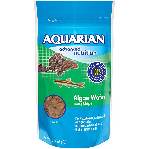 AQUARIAN Complete Nutrition, Aquarium Algae Eater Fish Food Sinking Algae Wafers, 255g Bag