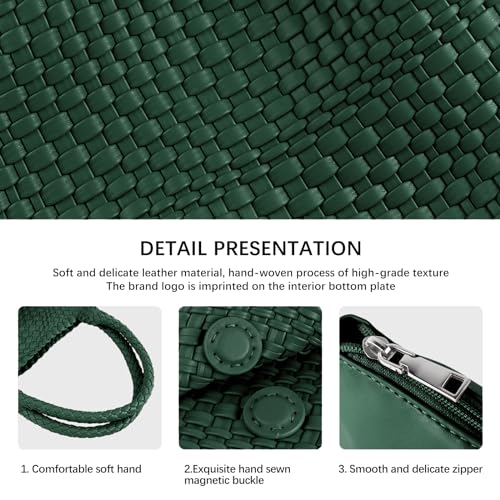 Image of Woven Tote Bag Womens Purse Vegan Leather Shoulder Handbags Fashion Summer Beach Tote Bags Large Travel Totes