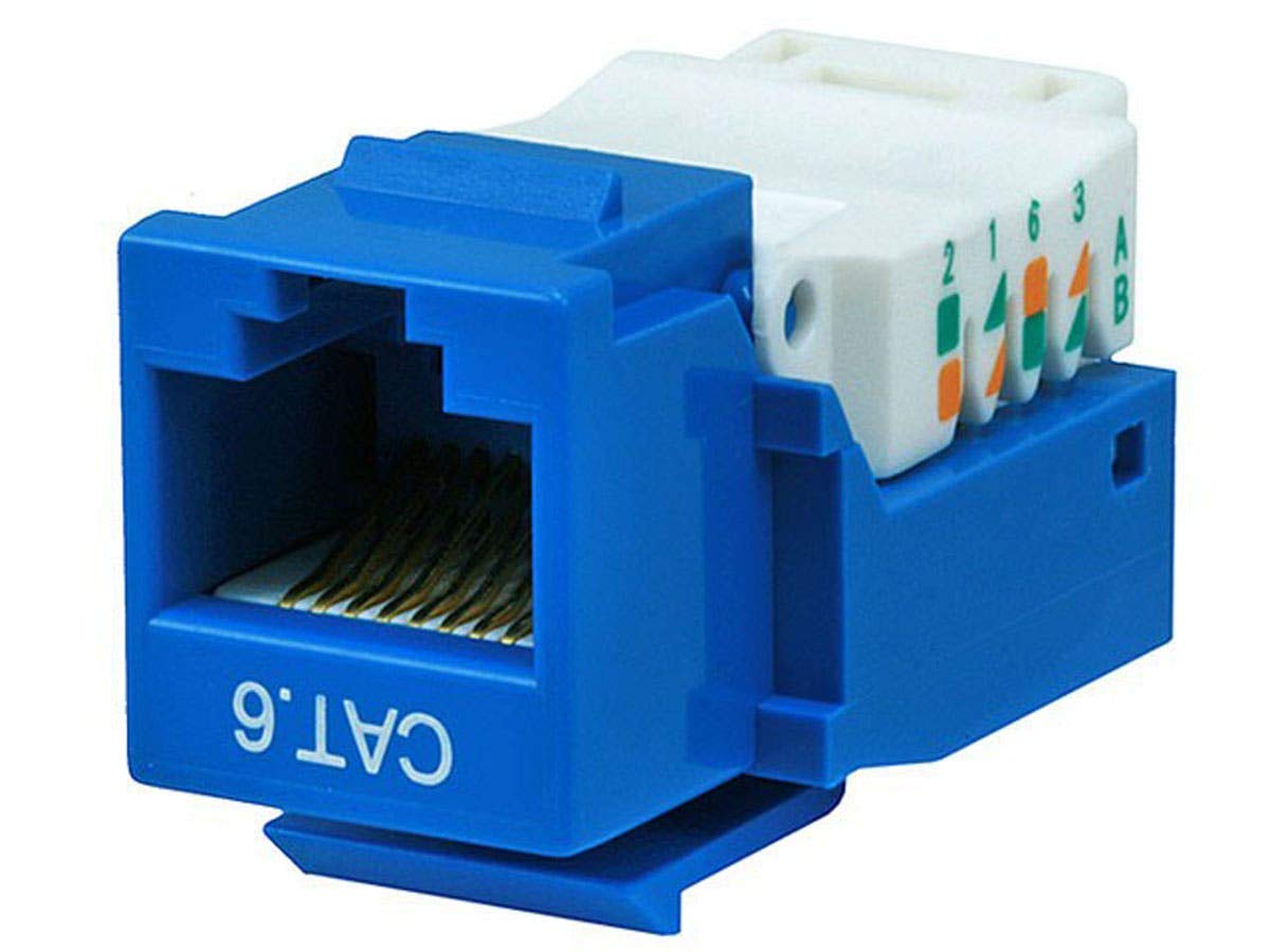 Monoprice Cat6 RJ45 Toolless Keystone Jack - For 22-24AWG Solid Wire, Blue