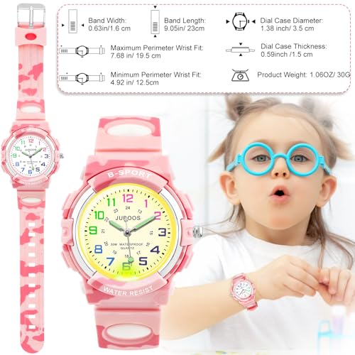 Image of Juboos Kids Watch Analog for Boys Girls, Childrens Waterproof Soft Strap Kids Time Teaching Quartz Wristwatch for Ages 5-15