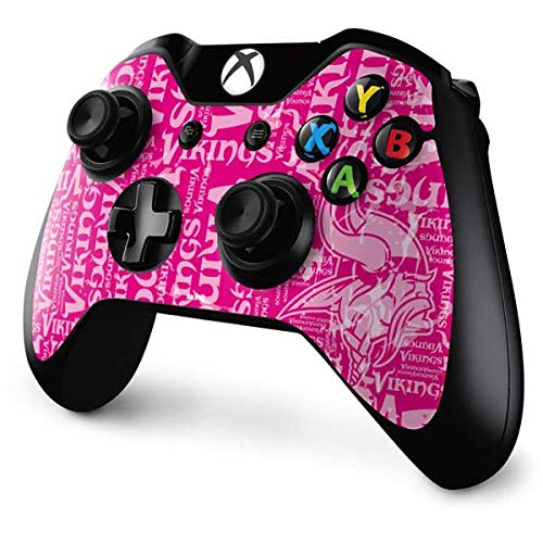 Skinit Decal Gaming Skin Compatible with Xbox One Controller - Officially Licensed NFL Minnesota Vikings - Blast Pink Design