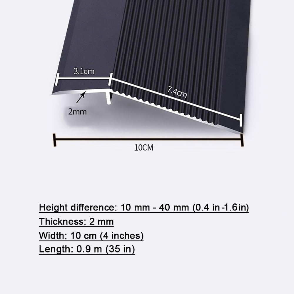 Rampe de Seuil En Métal Bande de Transition Pour Sol Moquette/Carrelage/Stratifié Bande de Garniture de Bord Réducteur de Seuil Extra Large 10 Cm/K Gray