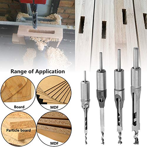 Saiper 4pcs Square Hole Drill Bits Mortising Chisel Set Woodworking Mortise Chisel Square Drill Bit Set (1/4" 5/16" 3/8" 1/2") - Thumbnail 5